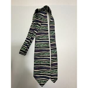 XMI Pine Harbour Classic 56” Silk Tie Designer Print Cream Tipping